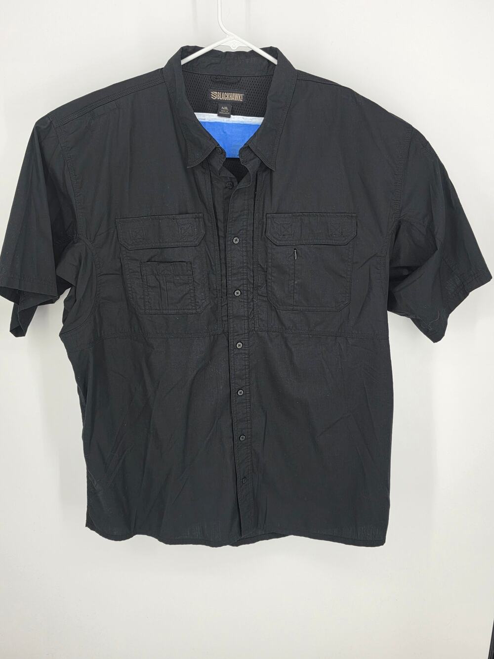 Blackhawk Tactical Shirt 4XL Black Short Sleeve Button Up Mesh Vent Cargo